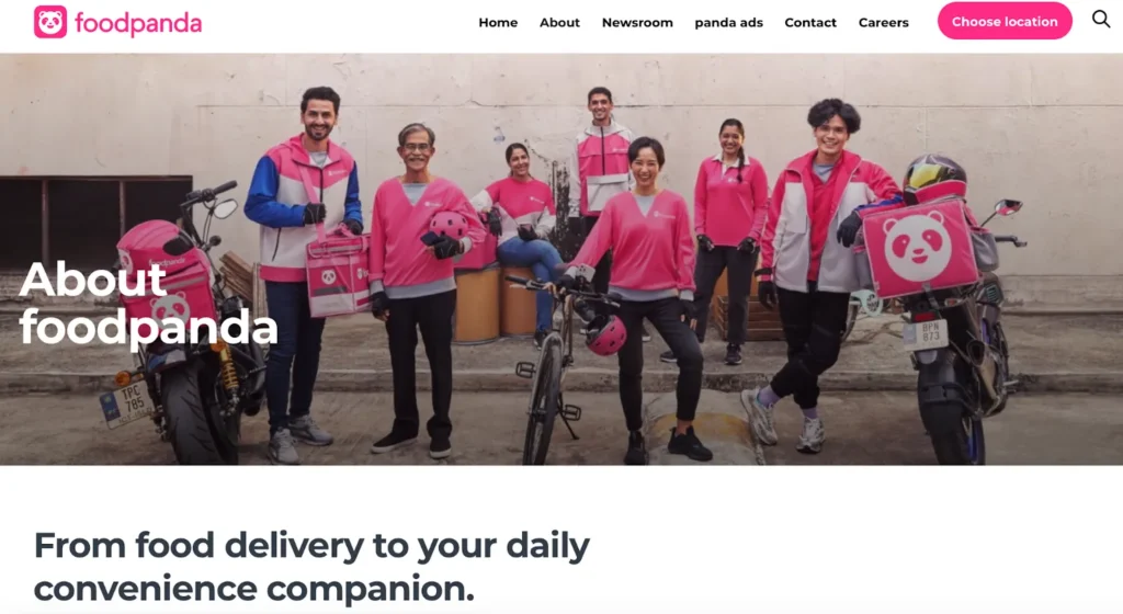 Food Panda website featuring various restaurant deliveries